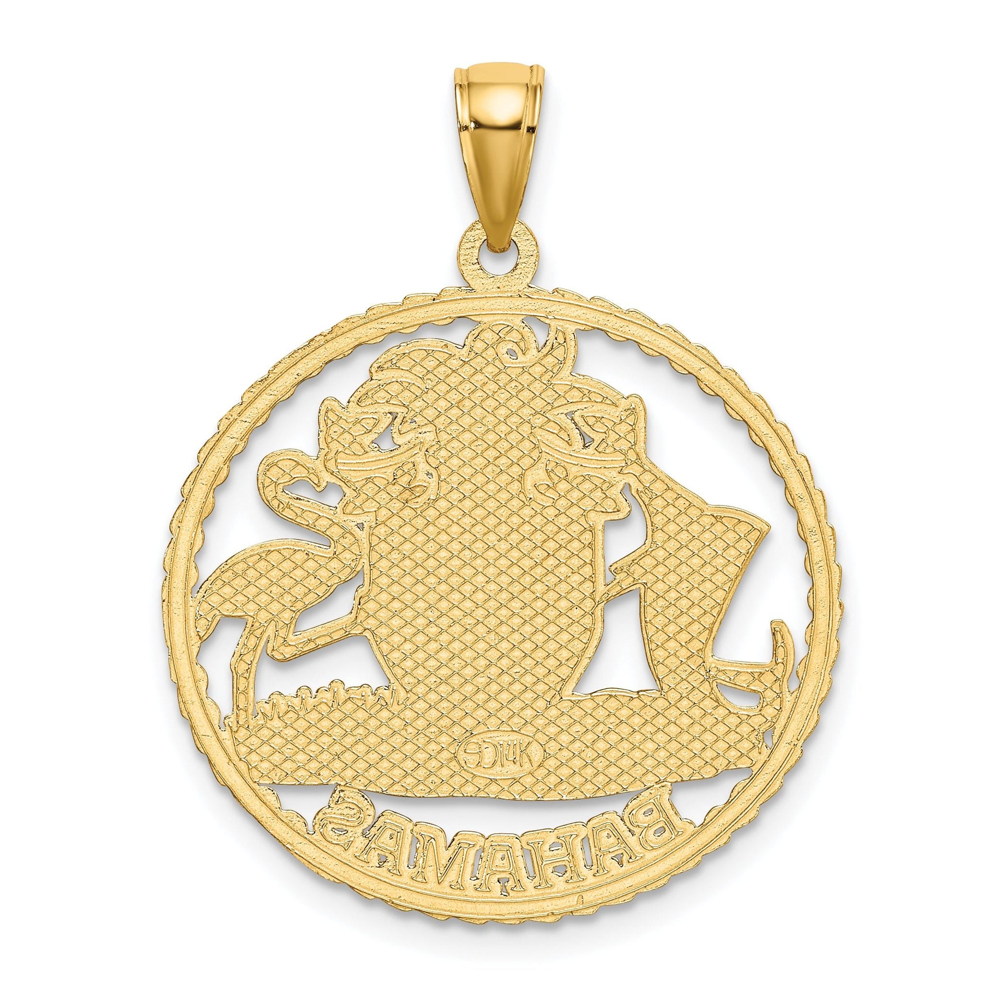 14K BAHAMAS Crest In Textured Frame Charm