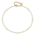14k Two-tone Circles 7-Station 10 inch Plus 1 inch Extender - Total 11 inch Anklet
