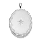 Sterling Silver Rhodium-plated Satin 26mm with Diamond Star Oval Locket
