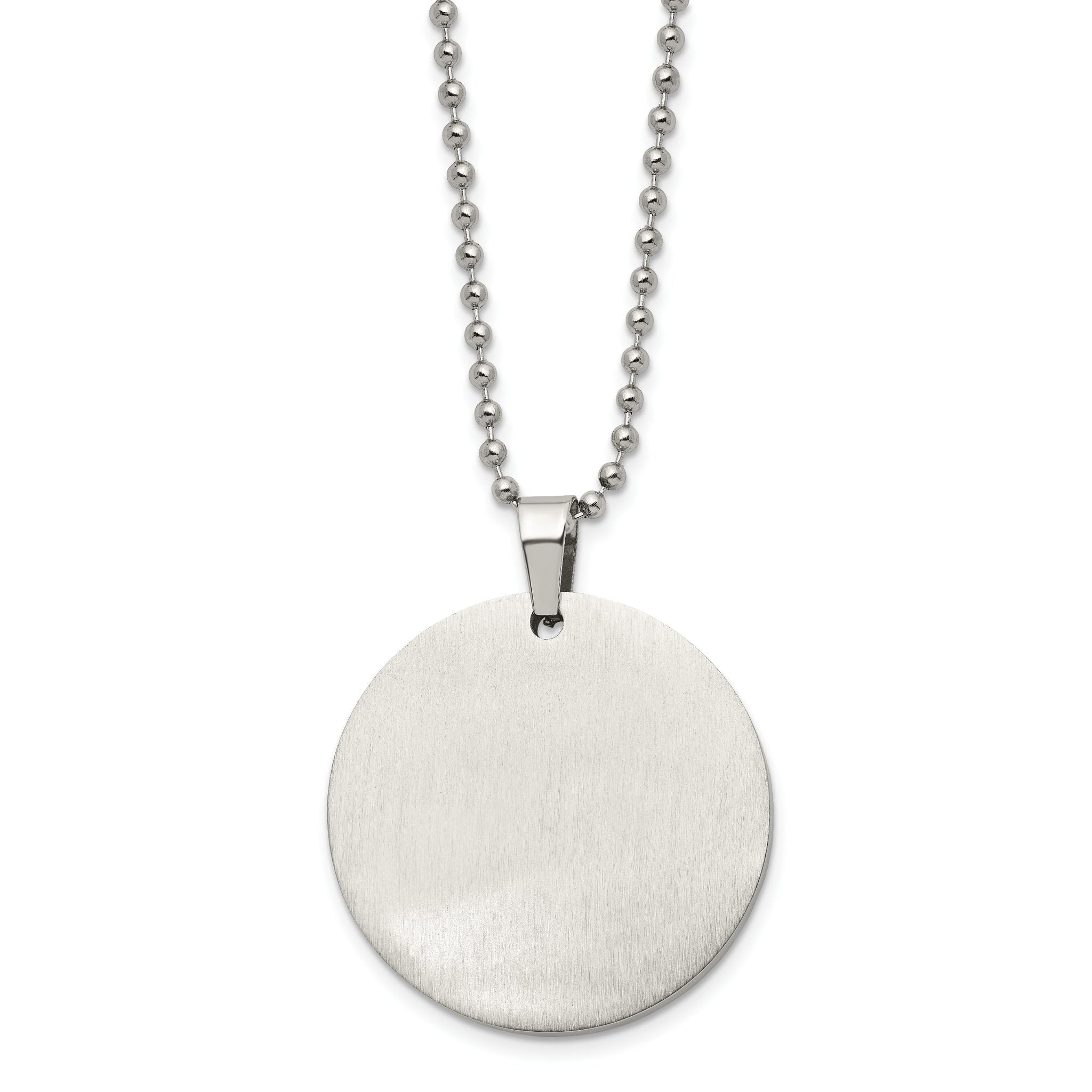 Reversible Round Dog Tag Necklace in Stainless Steel