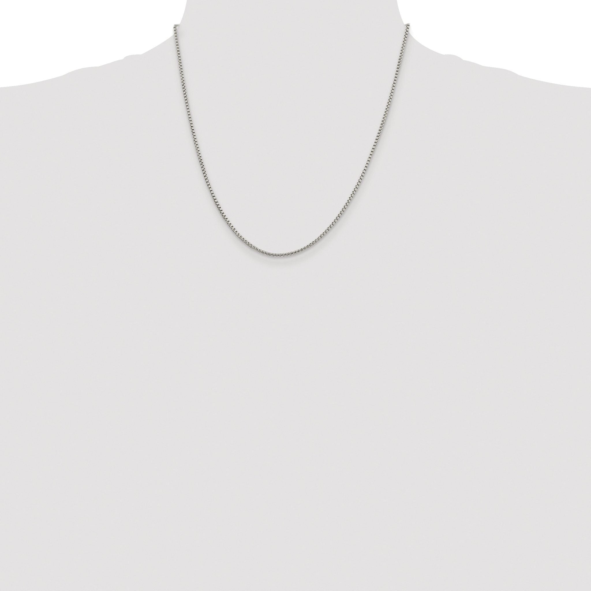 Round Box Chain Necklace in Sterling Silver, 1.75mm