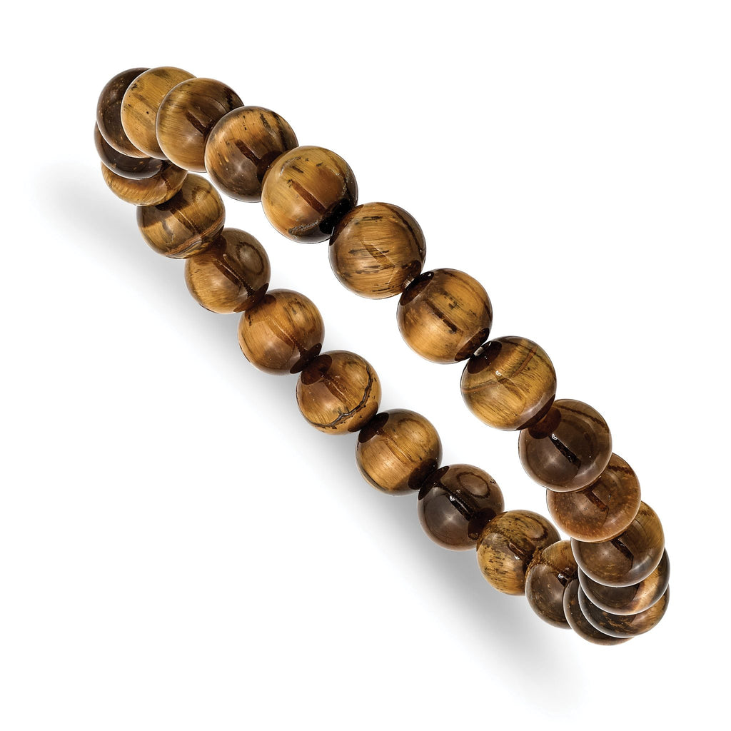 8mm Yellow Tiger's Eye Agate Beaded Stretch Bracelet