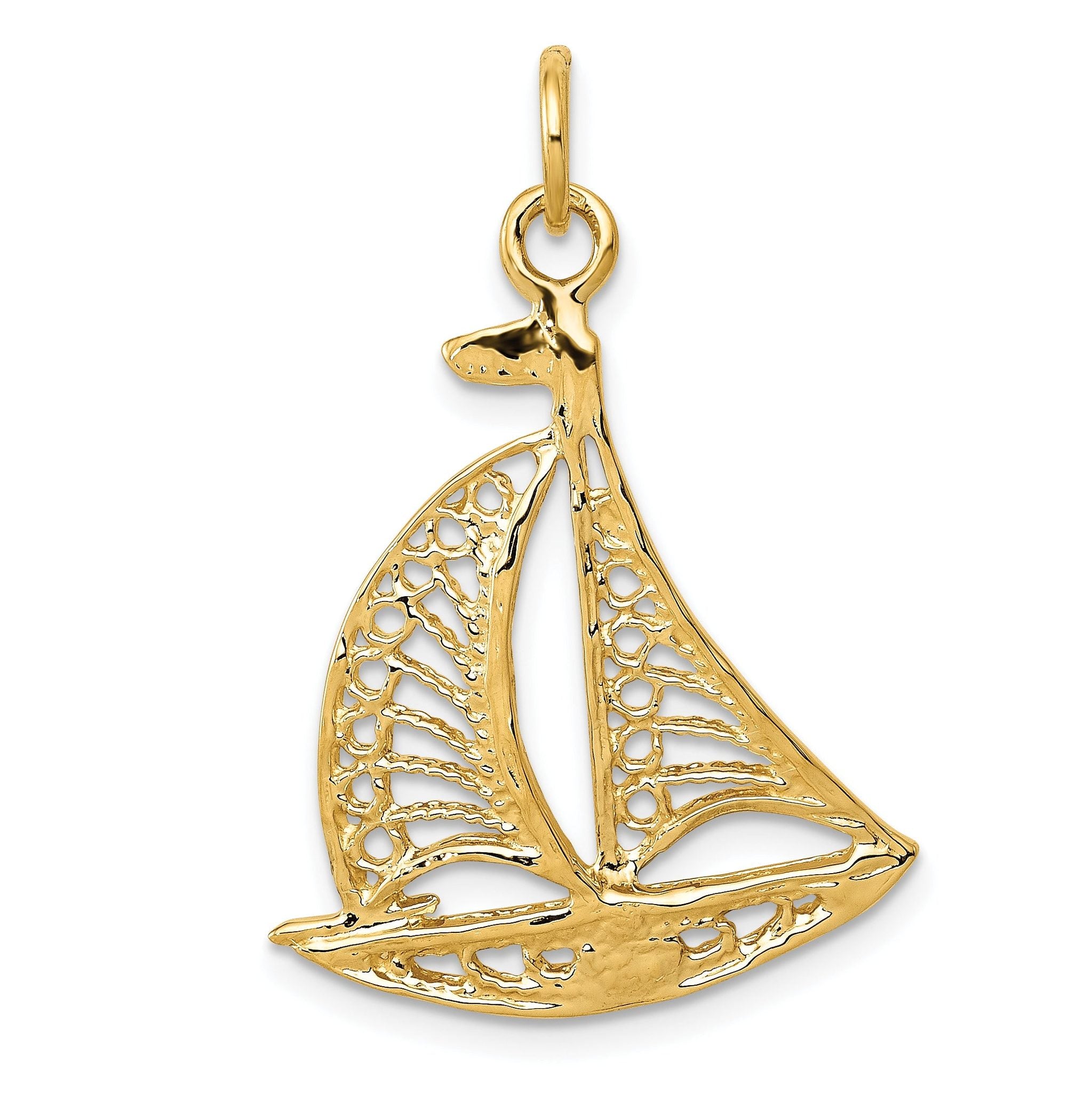14K Gold Men's Sailboat Charm with Polished Finish Main image