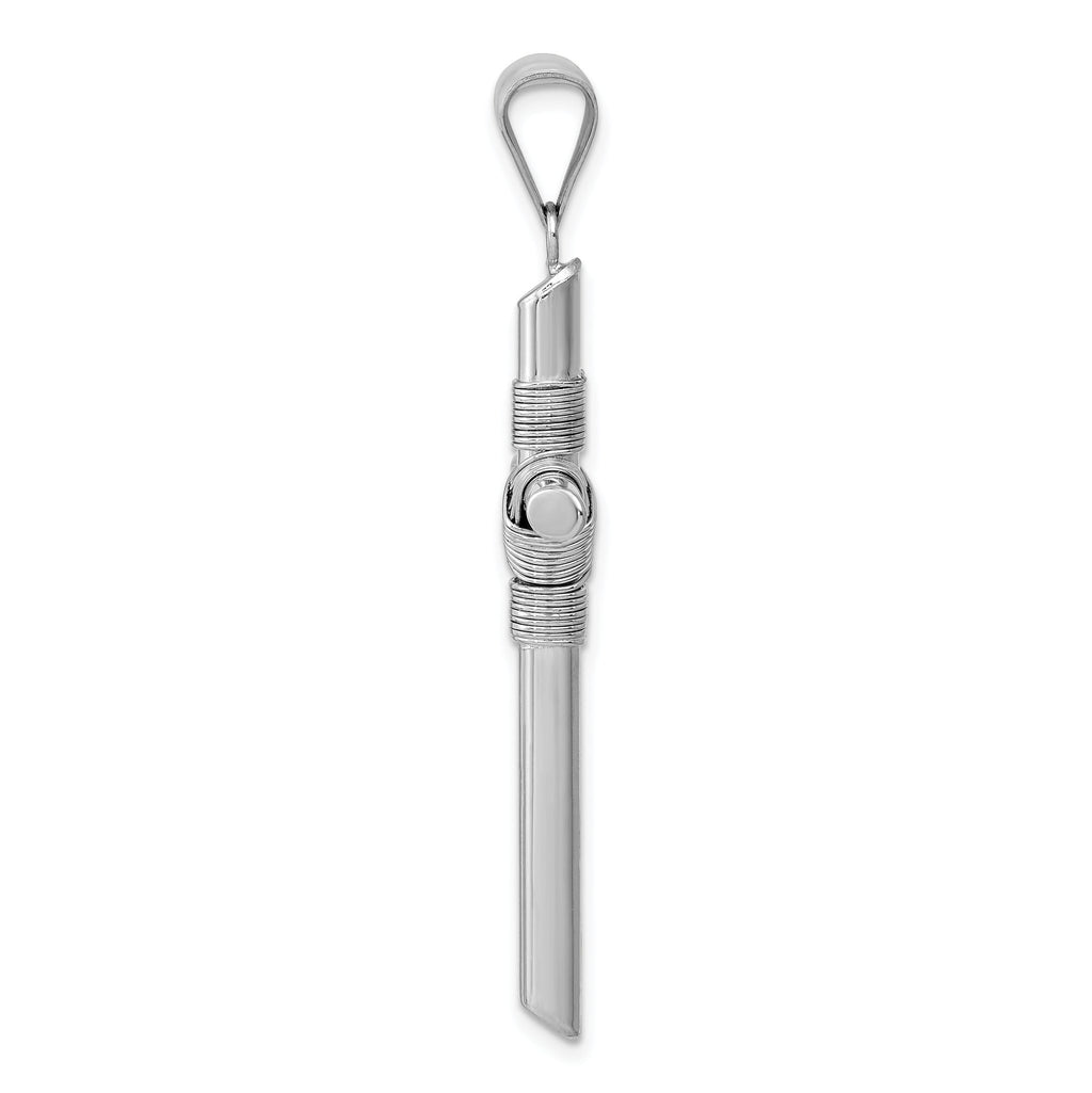 14K White Gold Cross Pendant with Polished 3D Design