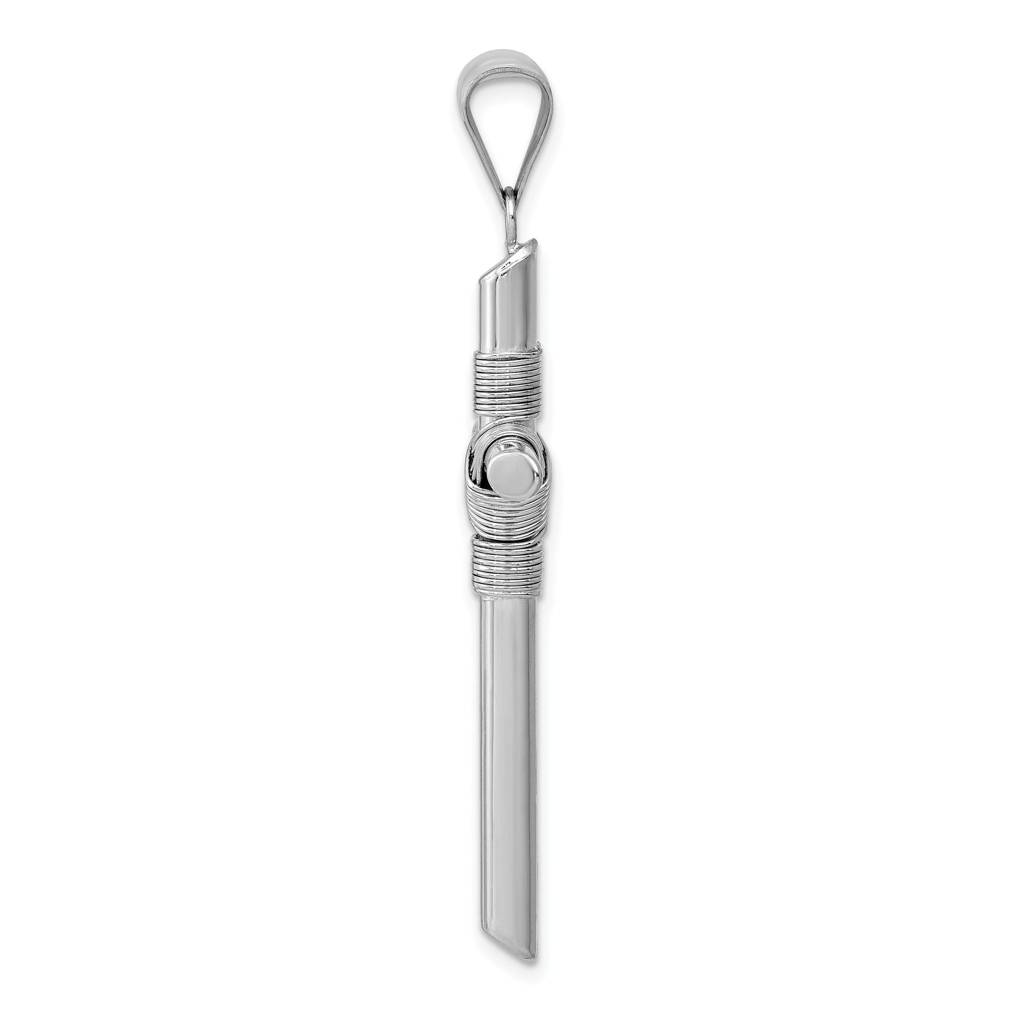 14K White Gold Cross Pendant with Polished 3D Design