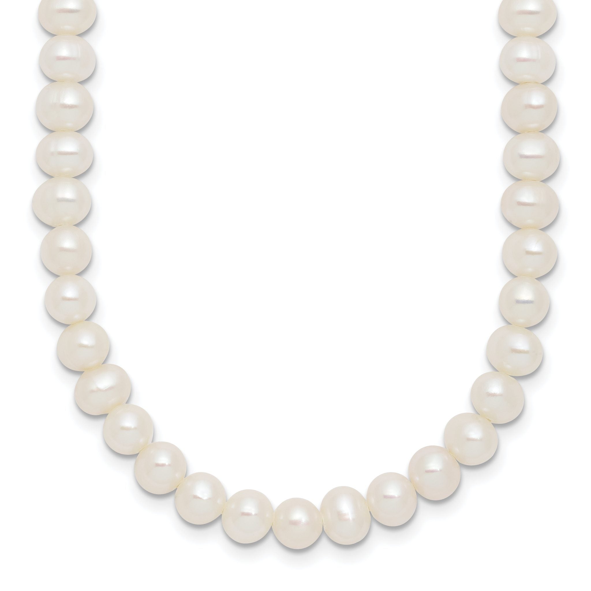 Sterling Silver Rhodium-plated 6-7mm Semi-Round White Freshwater Cultured Pearl 14 inch with 2 inch Extender Choker Main image