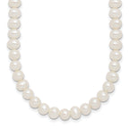 Sterling Silver Rhodium-plated 6-7mm Semi-Round White Freshwater Cultured Pearl 14 inch with 2 inch Extender Choker