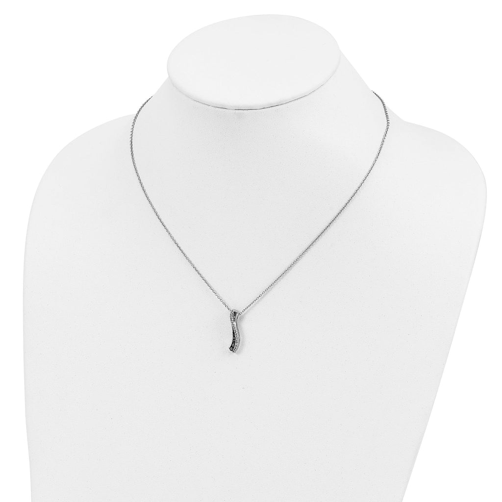 White Night 925 Sterling Silver Diamond Necklace with Black Accents and Extender