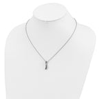 White Night 925 Sterling Silver Diamond Necklace with Black Accents and Extender