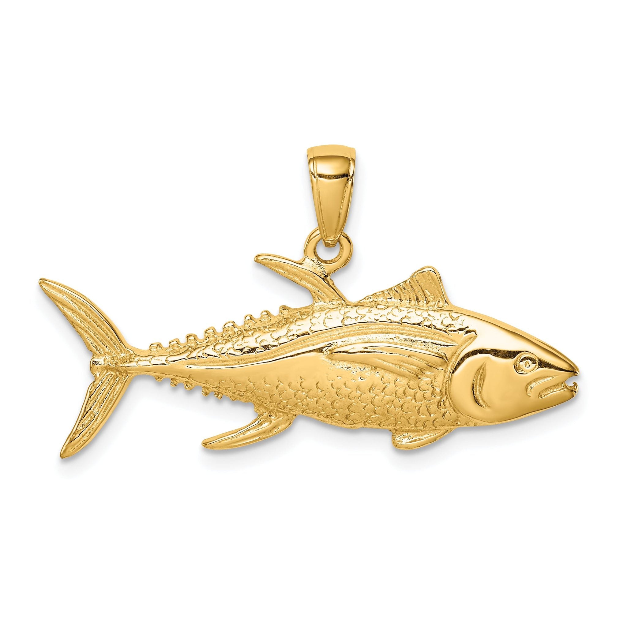 14K Gold Yellowfin Tuna Pendant for Men  Solid Casted Unique Design Main image