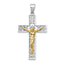 14K Two-Tone Gold Crucifix Pendant  Solid Cast, Elegant 51mm Design