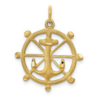 10K Gold Anchor in Wheel Charm with Polished Finish Solid Elegant Design
