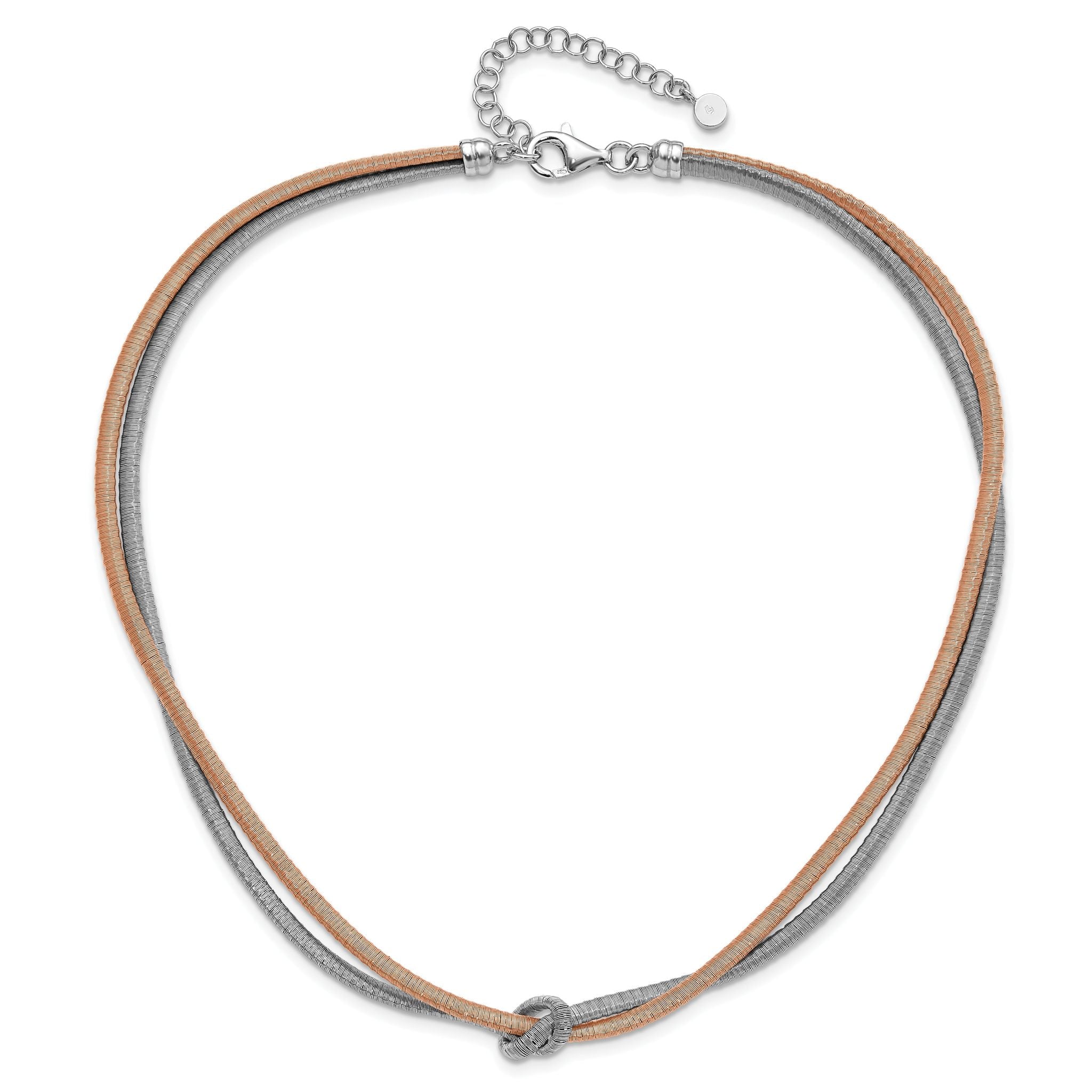 Sophia Jewelers Sterling Silver & Rose Gold Knot Necklace with Extender