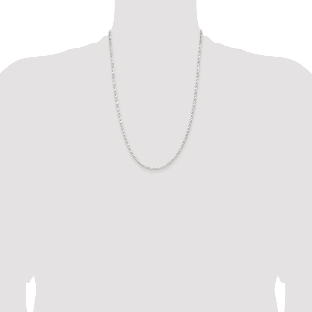 Beveled Curb Chain Necklace in Sterling Silver, 2.3mm
