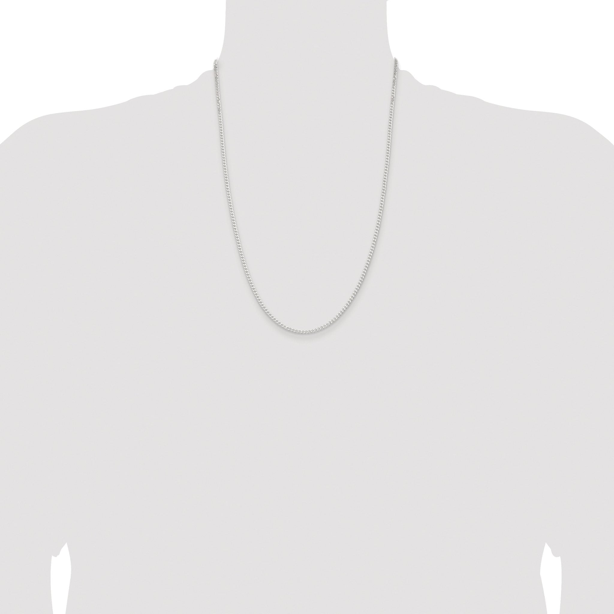 Beveled Curb Chain Necklace in Sterling Silver, 2.3mm