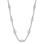 Cheryl Sterling Silver Rhodium-Plated CZ Station Necklace 18.5 Inch Polished