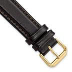 Smooth Leather Watch Band in Dark Brown with Gold-Tone Buckle, 19mm