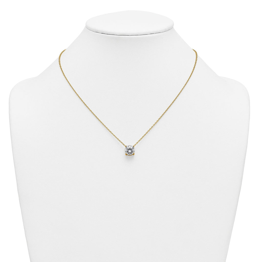 14k 3 1/2 carat Lab Grown Diamond VS+ F+ Round Complete Four Prong 18 inch Solitaire Necklace