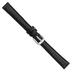 Black Lizard-Grain Leather Watch Band in Silver-Tone Buckle, 19mm