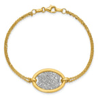 14K w/White Rhodium Polished D/C Fancy Oval 2-Strand Bracelet