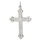 Sterling Silver 925 Polished Budded Cross Pendant with Anti-Tarnish Finish
