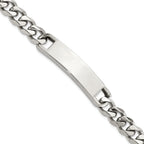 Stainless Steel Polished Curb Link ID Bracelet for Men