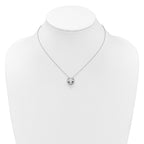 Cheryl M Sterling Silver Rhodium-plated Polished Black and White CZ Cat 16 Inch with 2 Inch Extension Necklace