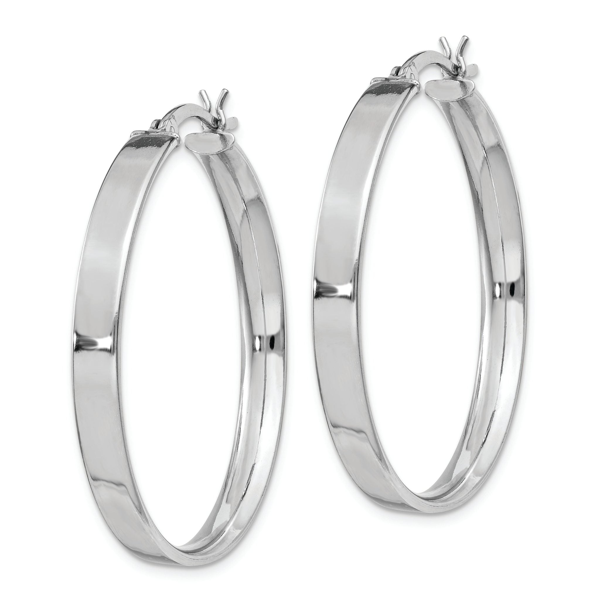 Sterling Silver Rhodium Plated 4.25x35 Hoop Earrings Secondary image