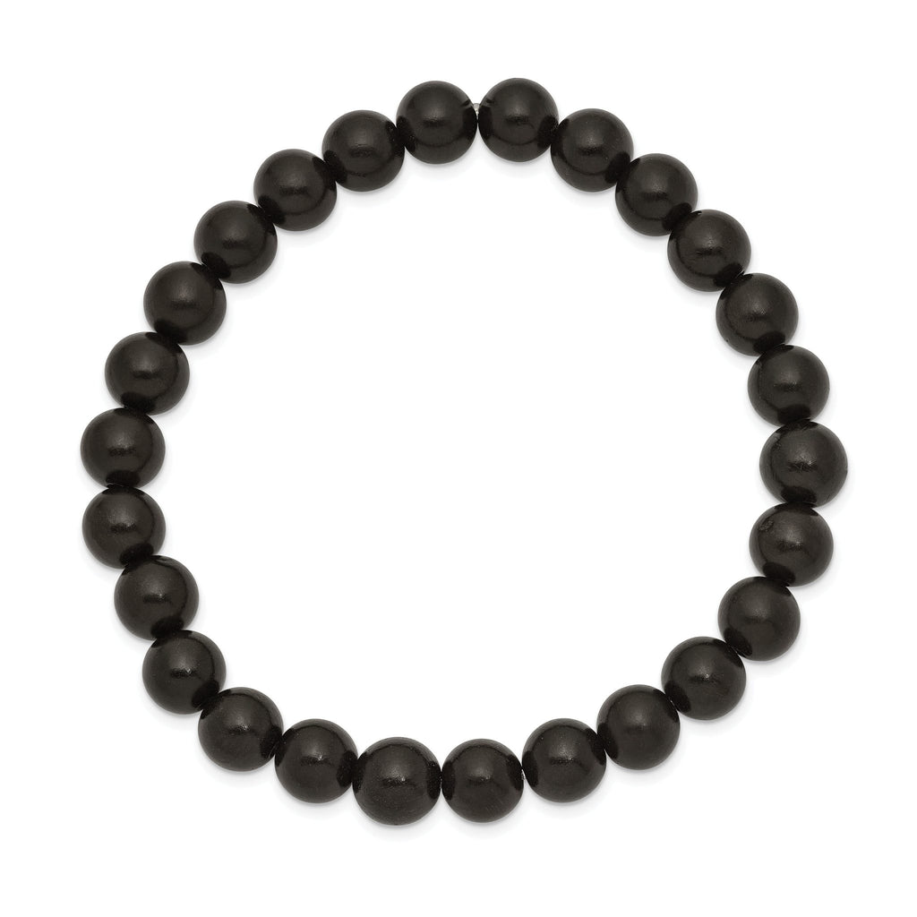 8mm Black Wood Beaded Stretch Bracelet for Men