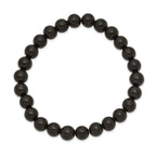 8mm Black Wood Beaded Stretch Bracelet for Men