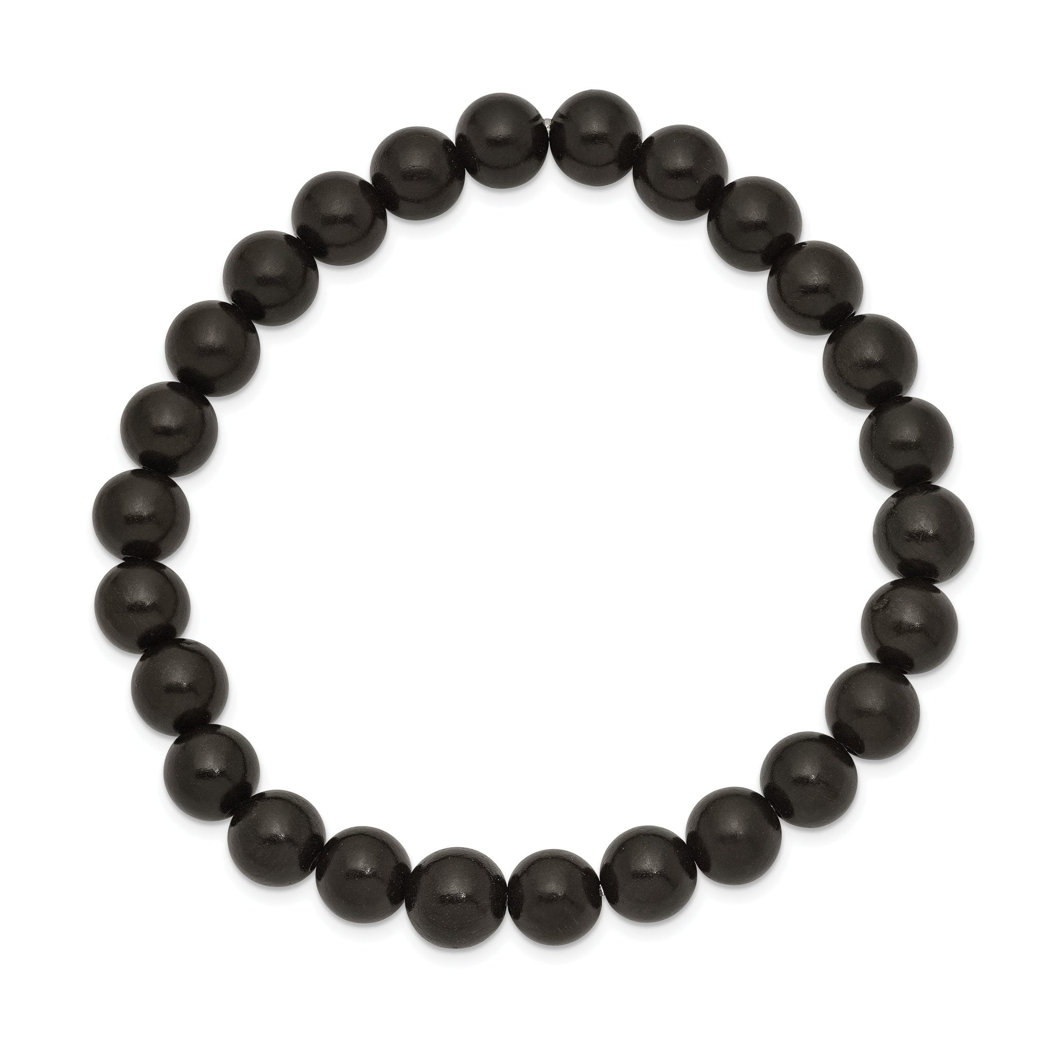 8mm Black Wood Beaded Stretch Bracelet for Men