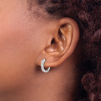 10k White Gold Diamond Hinged Hoop Earrings