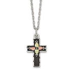 Sterling Silver 12K Gold Cross Necklace with Antique Finish