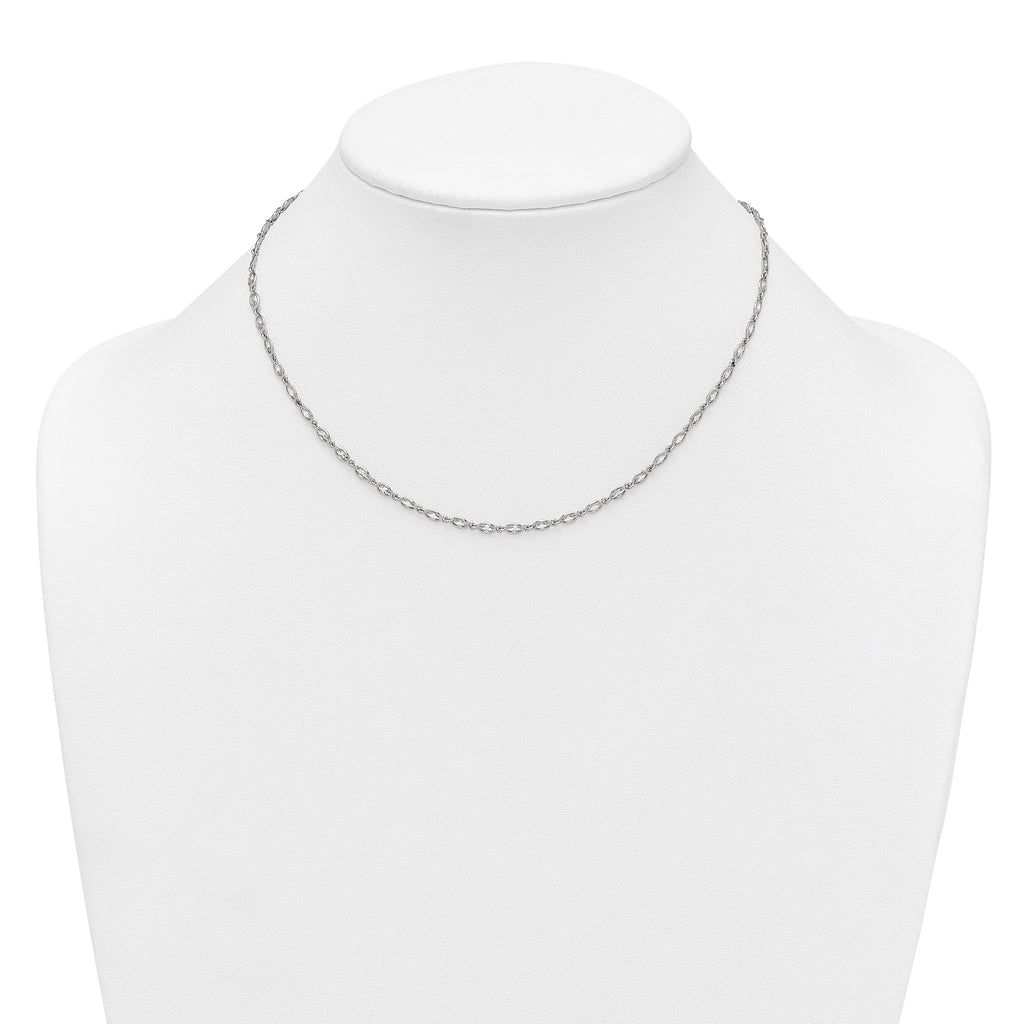 Sterling Silver Polished Oval Bezel CZ 16 Inch with 2 Inch Extension Necklace
