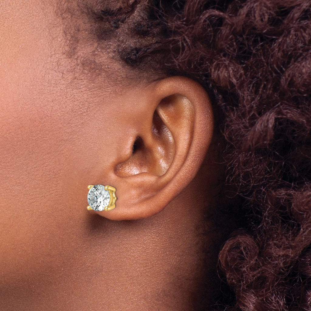 14K Yellow Gold 7 ct Certified Lab-Created Diamond VS/SI+ G+, 4-Prong Stud Earrings