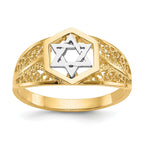 14k Two-Tone Polished Star of David Ring