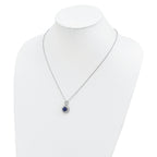 Brilliant Embers Sterling Silver CZ Circle Necklace with Blue Accents