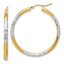 10K Gold & Rhodium Diamond-Cut 3mm Hoop Earrings for Women