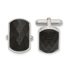 Stainless Steel Black Carbon Fiber Inlay Cuff Links
