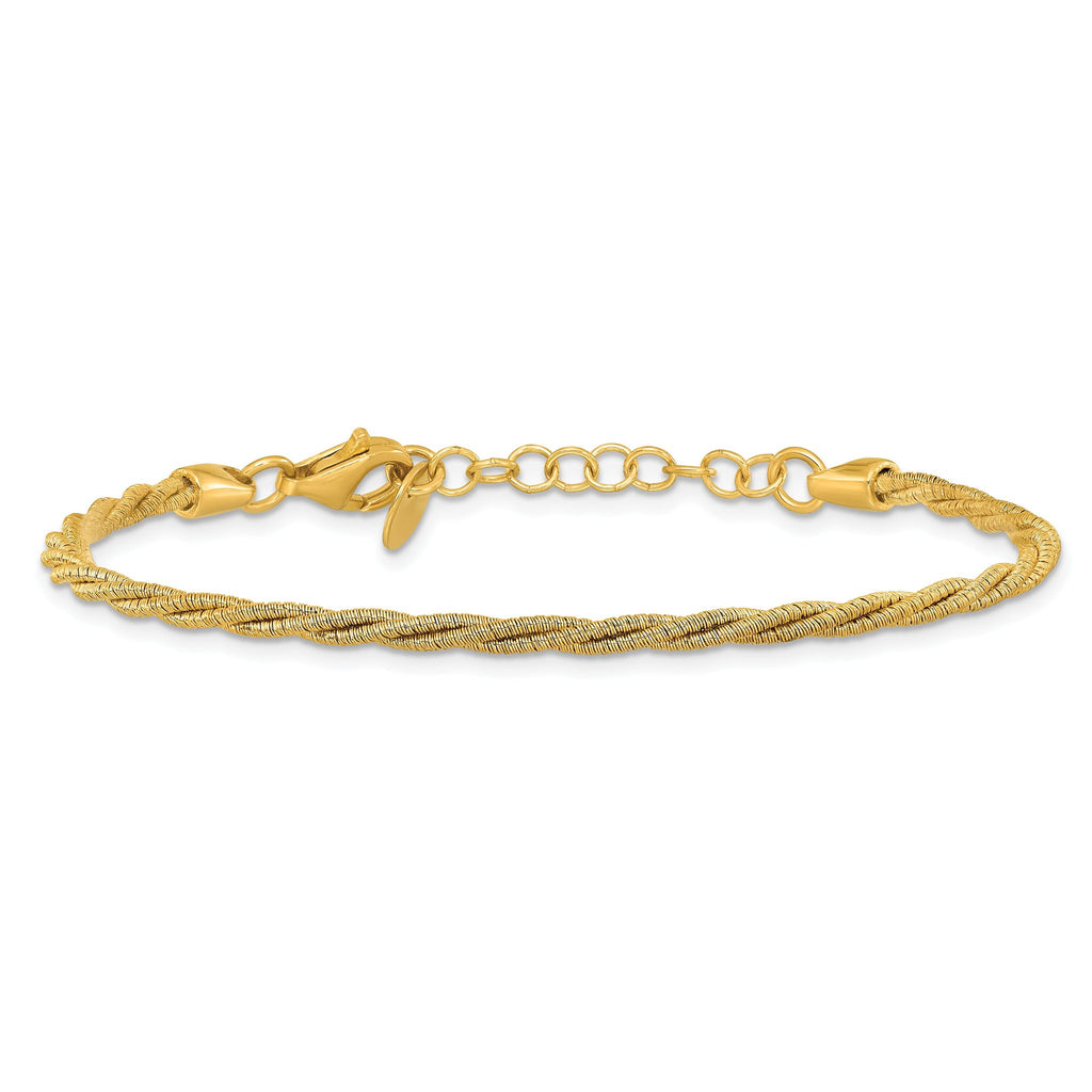 SS Gold-plated Twisted Wire-wrapped w/ 1in Ext. Bracelet