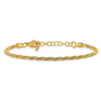 SS Gold-plated Twisted Wire-wrapped w/ 1in Ext. Bracelet