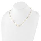 Sterling Silver YG-plated Small Sideways Curved Cross Necklace