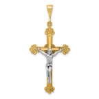14K Two-Tone Gold Crucifix Pendant with Elegant 48mm Design