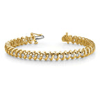 14k Complete 5 carat Round AA Diamond Fancy Spiral 7 inch Tennis Bracelet