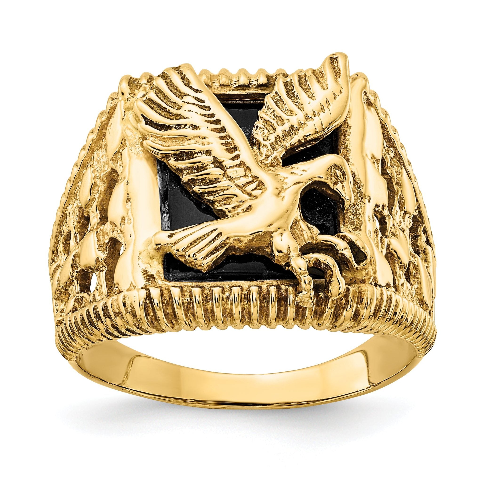 14k Men's Onyx Eagle Ring Main image
