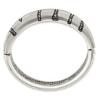 Stainless Steel Brushed Black Crystal Hinged Bangle Bracelet for Women