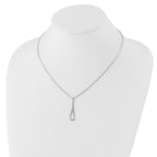 White Ice Sterling Silver Diamond Teardrop Necklace with Polished Finish