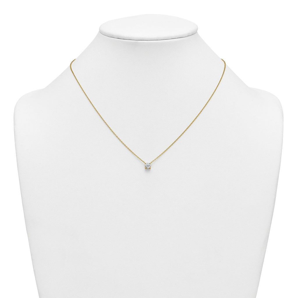 14k 3/4 carat Lab Grown Diamond VS+ F+ Cushion Complete 18 inch Four Prong Pendant Necklace