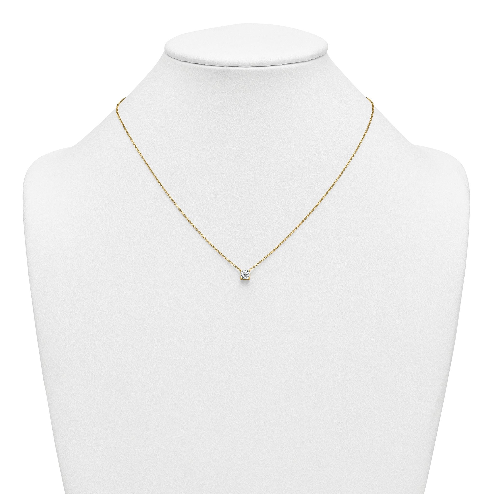 14k 3/4 carat Lab Grown Diamond VS+ F+ Cushion Complete 18 inch Four Prong Pendant Necklace