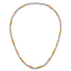 Sterling Silver Rose-tone and Gold-tone Polished 4.5mm Figaro Rope 18 Inch Necklace